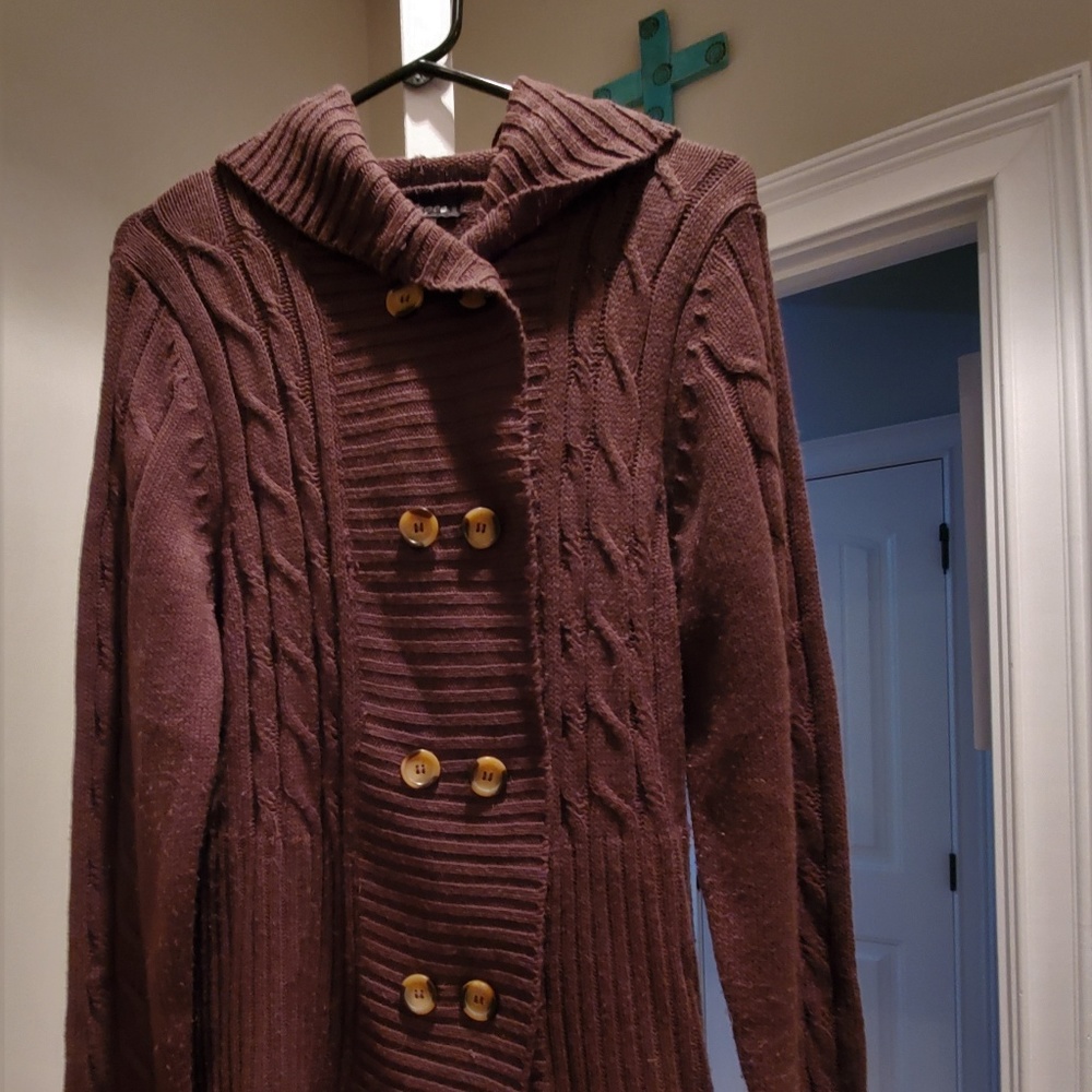 Brown Long Hoody Sweater
